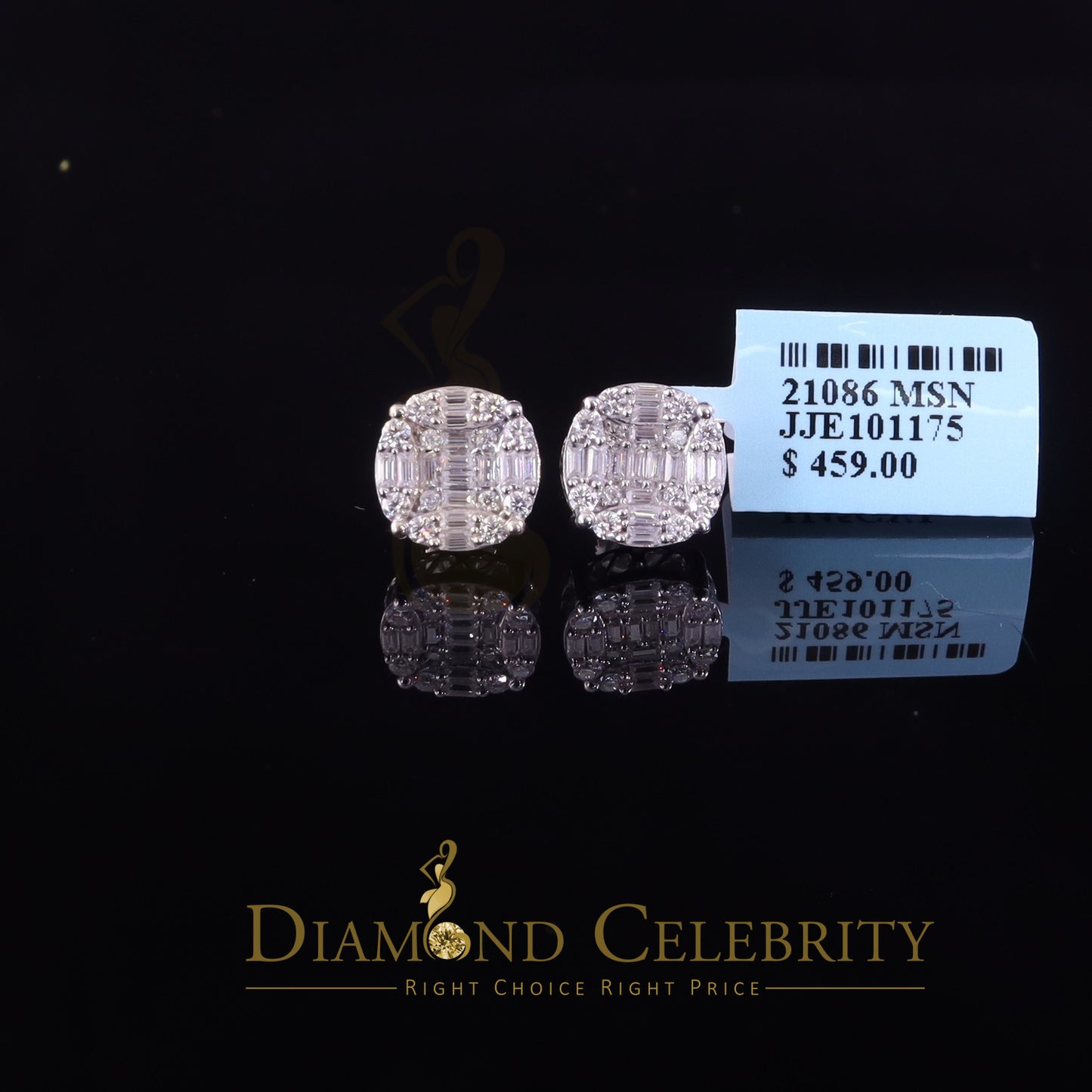 Diamondcelebritees Men's/Womens 925 Silver White 2.00ct VVS 'D' Moissanite Round Stud Earrings