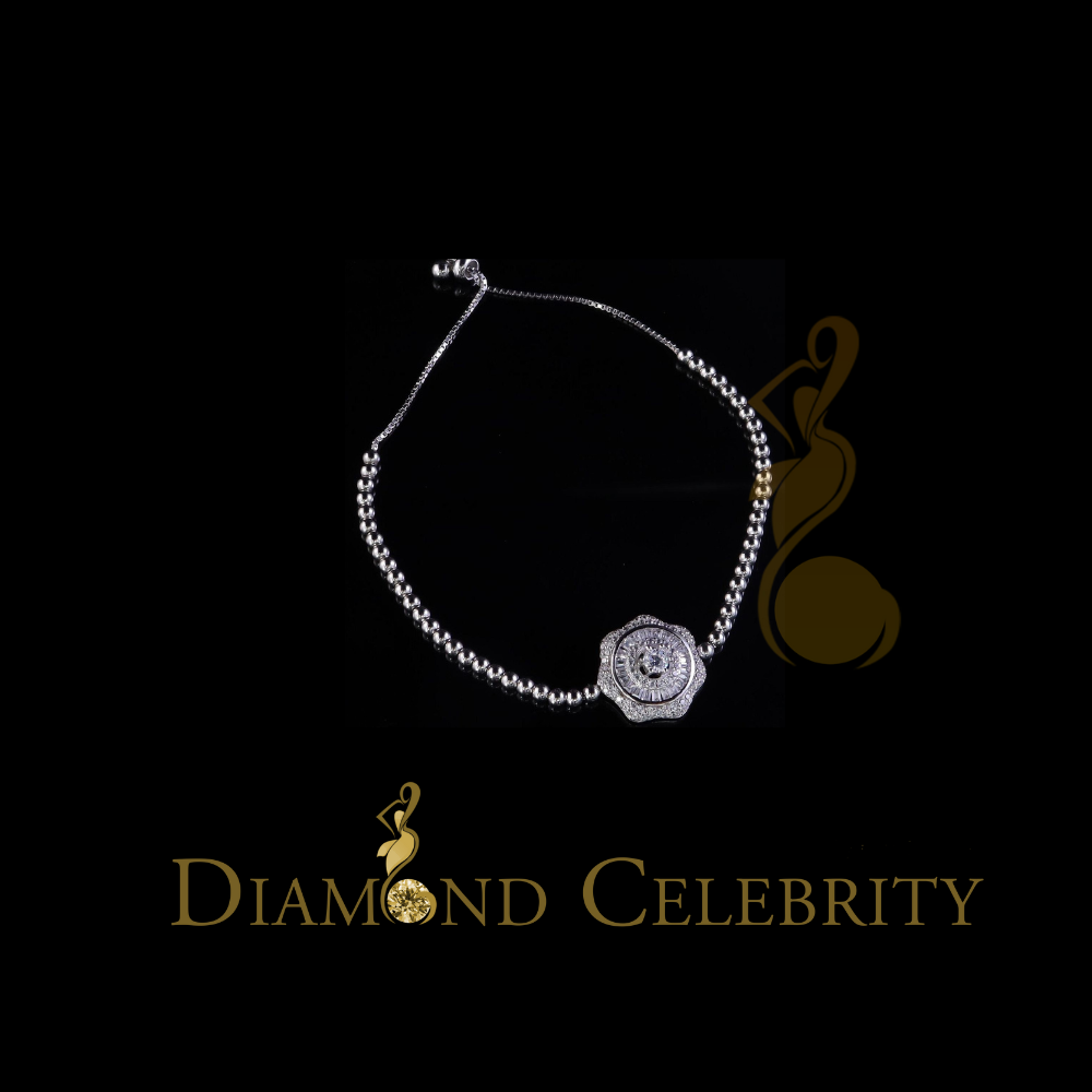 Diamondcelebritees 925 Sterling Silver Solitaire White Bracelet Cubic Zirconia Adjustable SZ 7 Inch