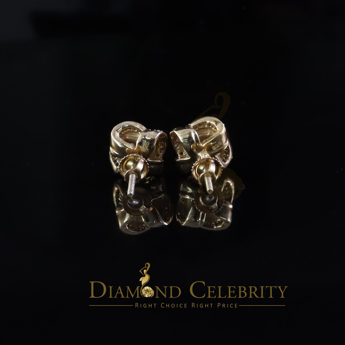 DiamondCelebritees New Men's 925 Yellow Silver 0.50ct VVS'D' Moissanite Knot Womens Stud Earrings