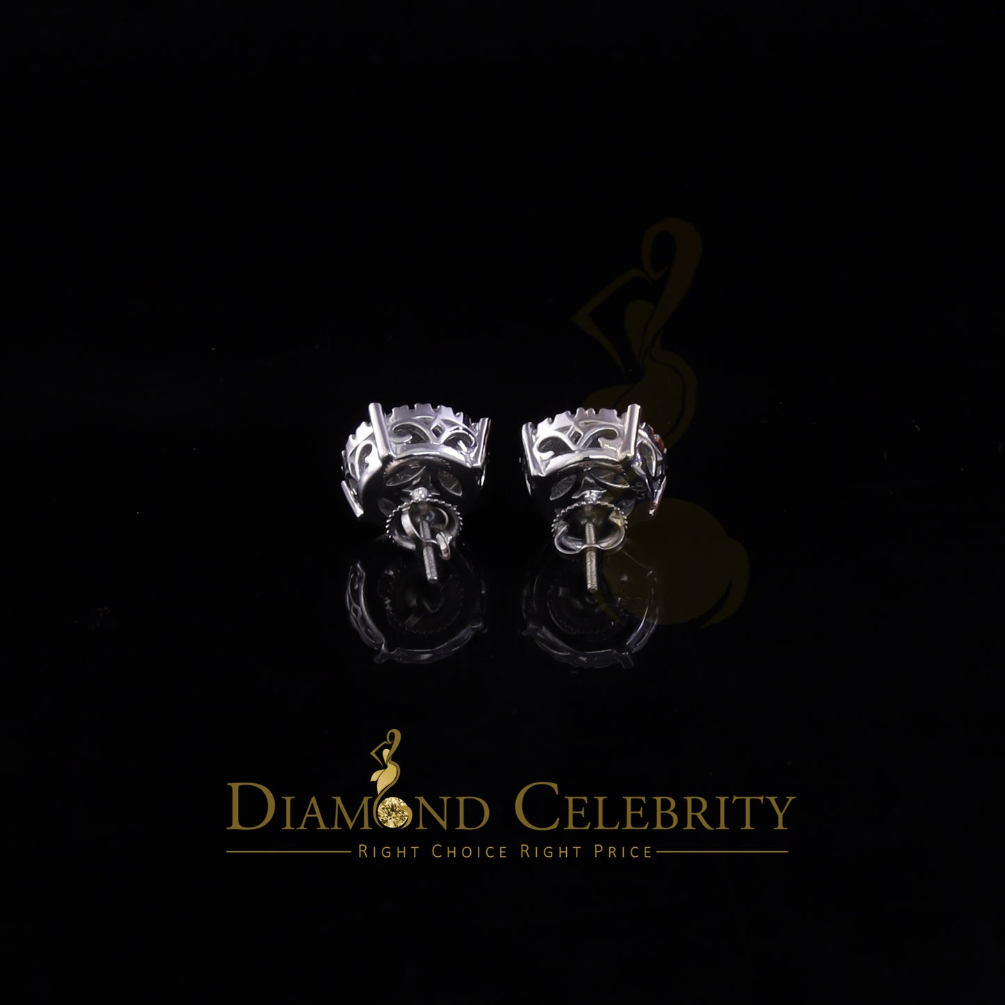 DiamondCelebritees 925 Sterling White Silver 2.82ct Cubic Zirconia Round Women's Stud Earrings