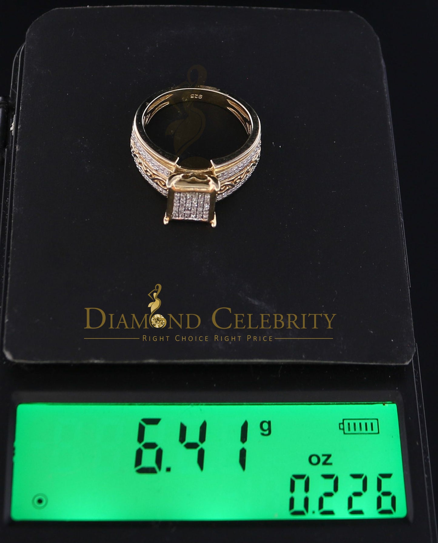 DiamondCelebritees Real Diamond 0.50 CT 925 Silver Yellow Shiny Womens Square Engagement Ring SZ 8