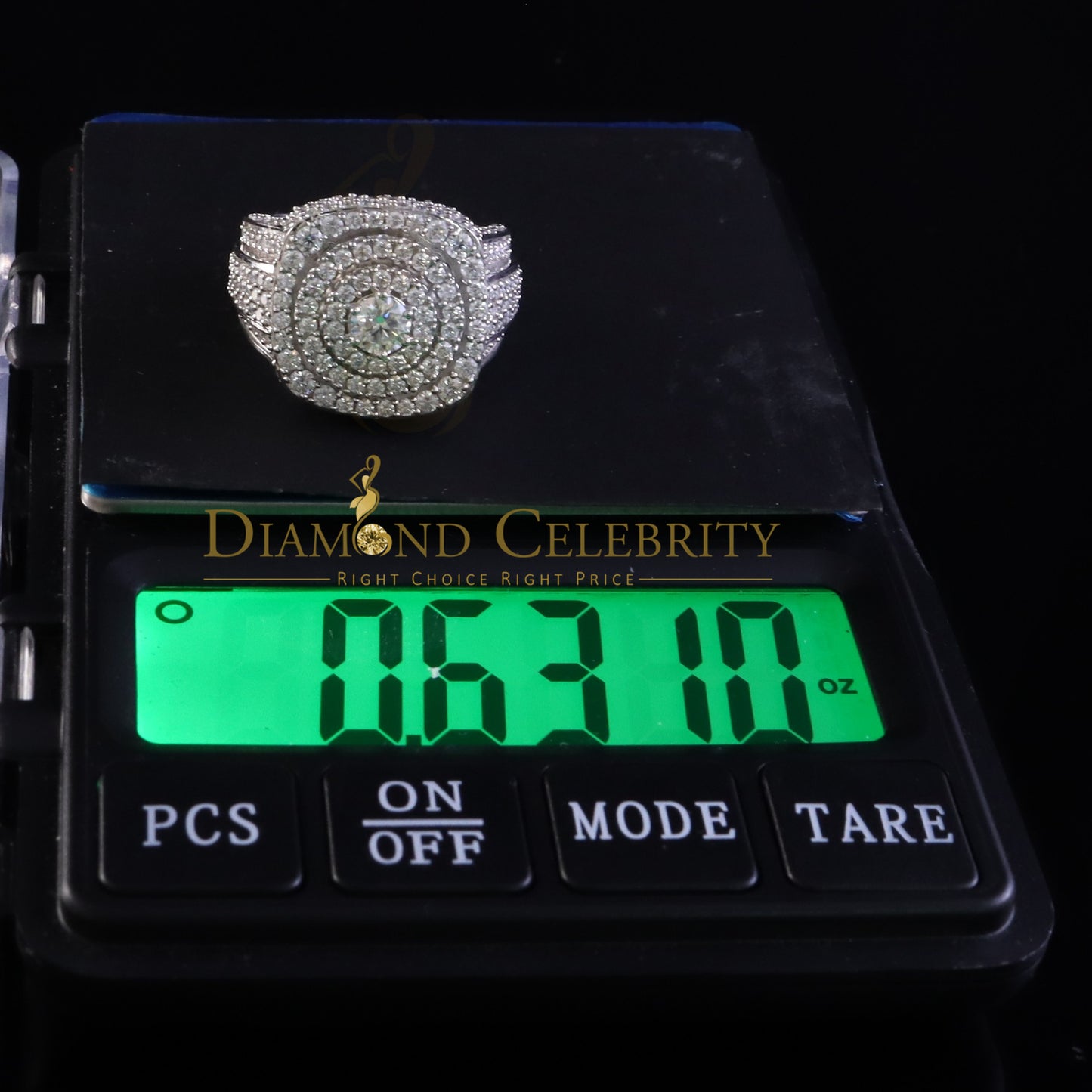 DiamondCelebritees White Sterling Silver 6.50ct VVS 'D' Moissanite Round Rings Size 10 Men's