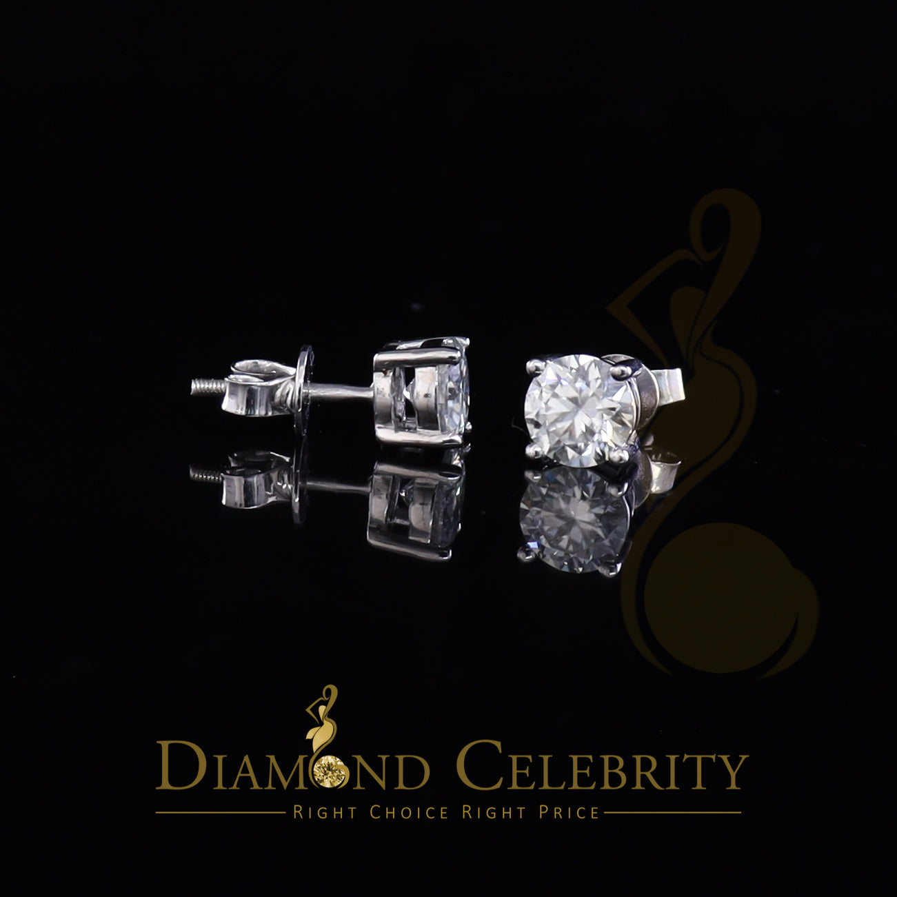 Diamondcelebritees Men's/Women Stud White 925 Silver 2.00ct VVS 'D' Moissanite Stud Stud Earrings
