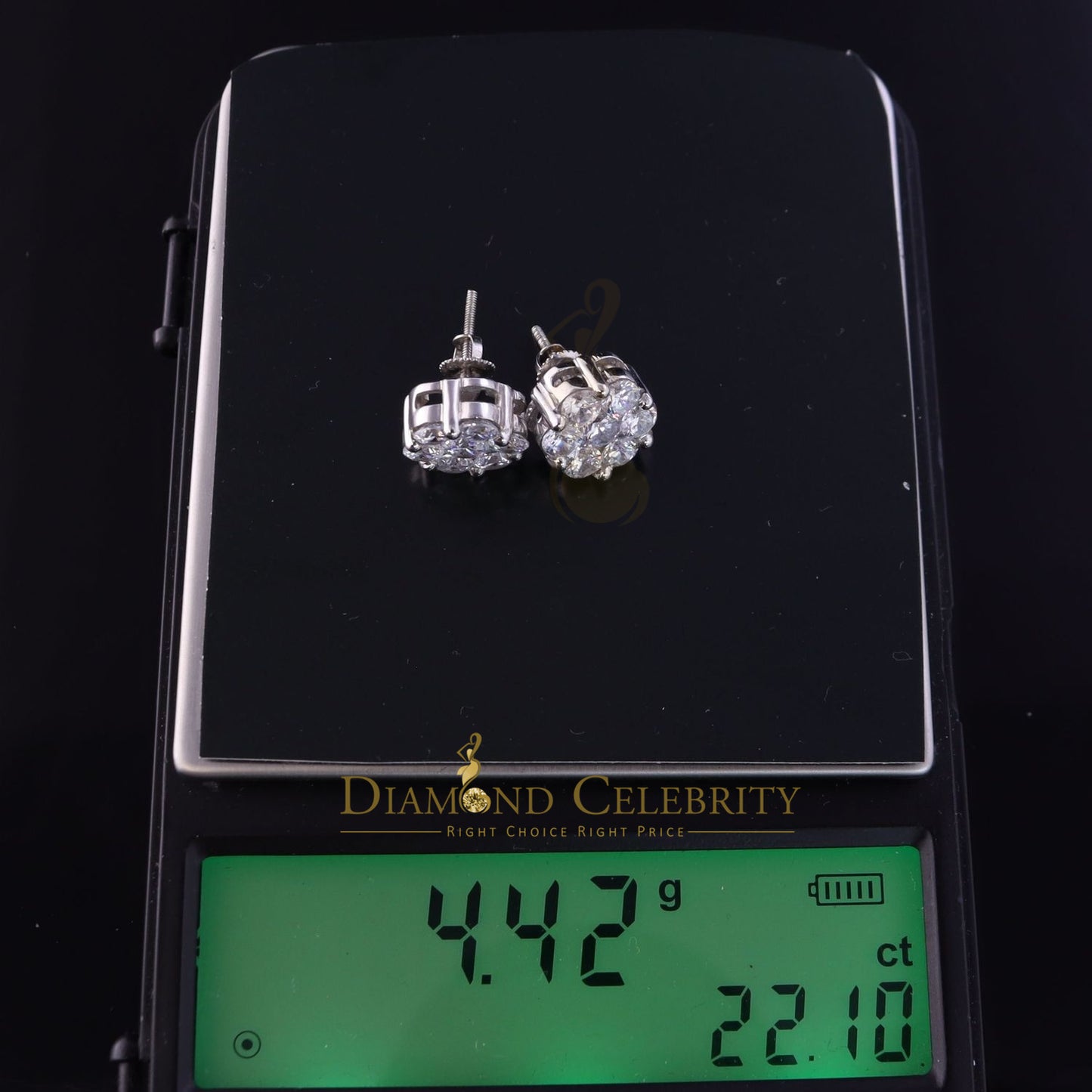 DiamondCelebritees 925 White Sterling Silver 0.96ct Cubic Zirconia Women's Hip Hop Floral Earrings
