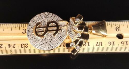 DiamondCelebritees Real 0.33ct Diamond Sterling Silver MONEY BAG Charm Necklace Yellow Pendant