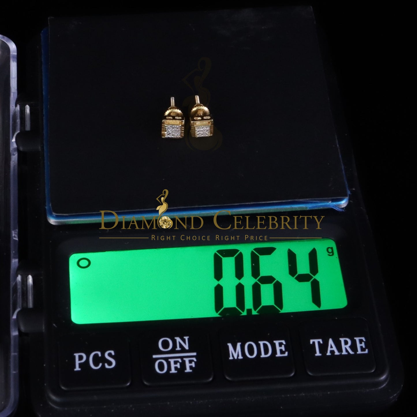 DiamondCelebritees 0.05ct Diamond For Yellow 925 Sterling Silver Men's & Women's Square Earrings