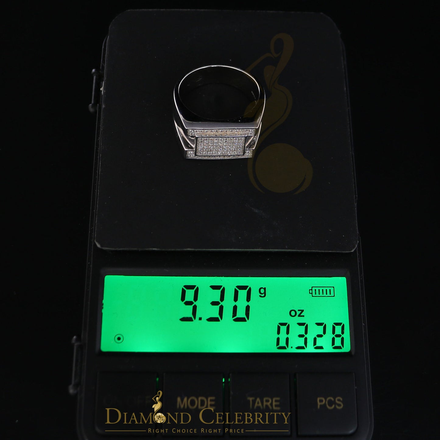 DiamondCelebritees White 925 Silver 0.85ct Cubic Zirconia Engagement Rectangle Men Rings Size10