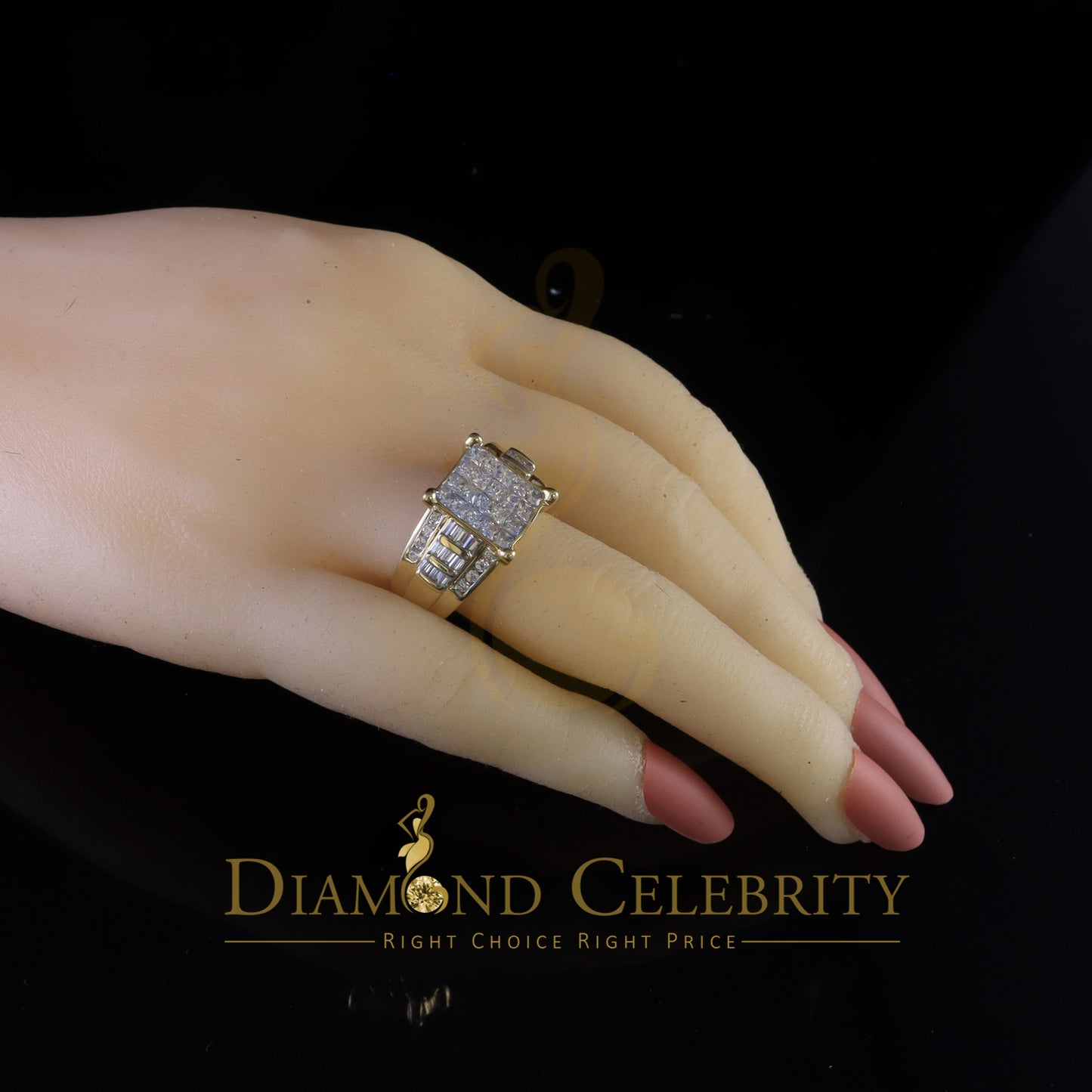 DiamondCelebritees Yellow Sterling Silver 3.00ct Cubic Zirconia Princes Engagement Ring Size 10