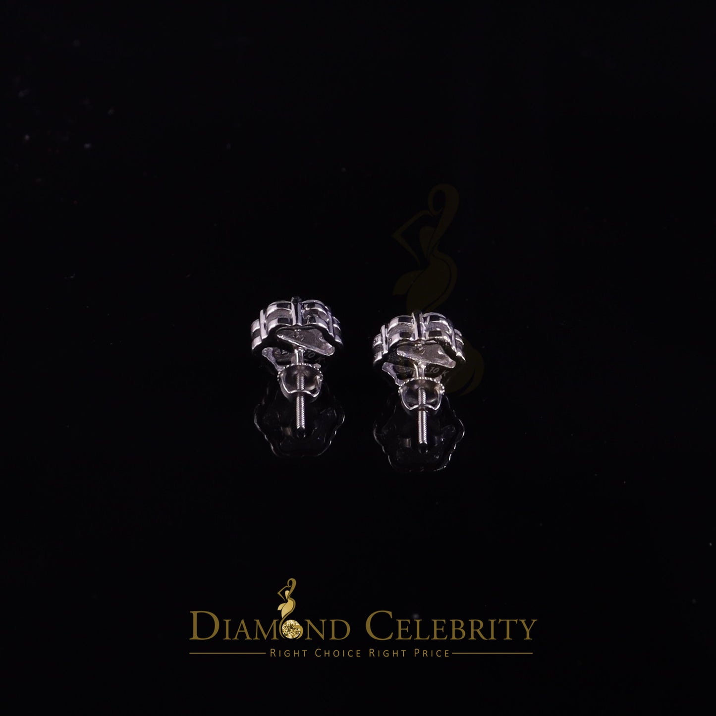 DiamondCelebritees 1.50ct Vvs 'D' Color Genuine Moissanite Stud FLORAL Earrings 10k Real White Gold