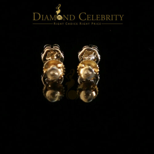 DiamondCelebritees 925 Yellow Silver 0.18ct Cubic Zirconia Women's & Men's Hip Hop Floral Earrings