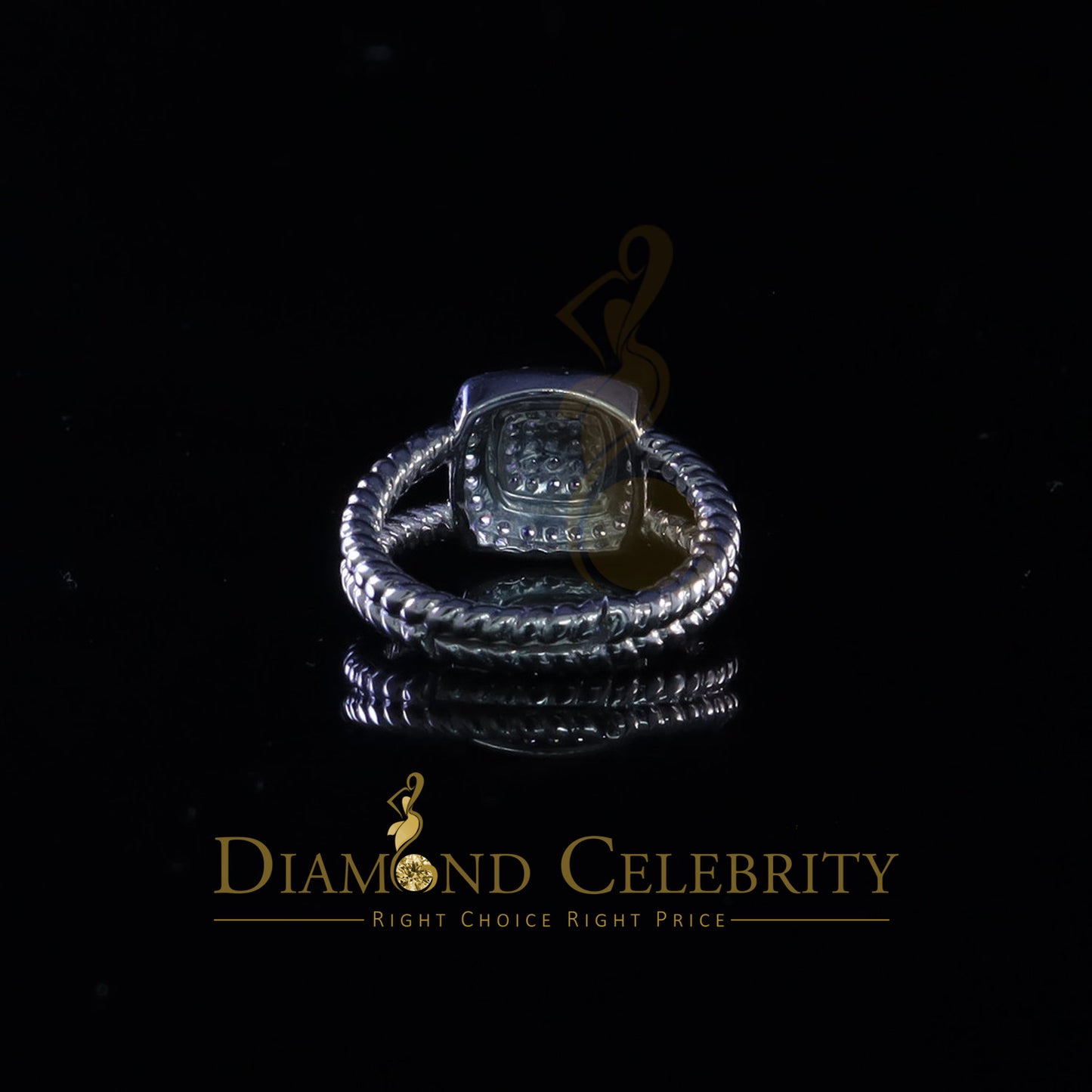 DiamondCelebritees 0.95ct Cubic Zirconia 925 Sterling White Silver Square Womens Ring Size 7.5