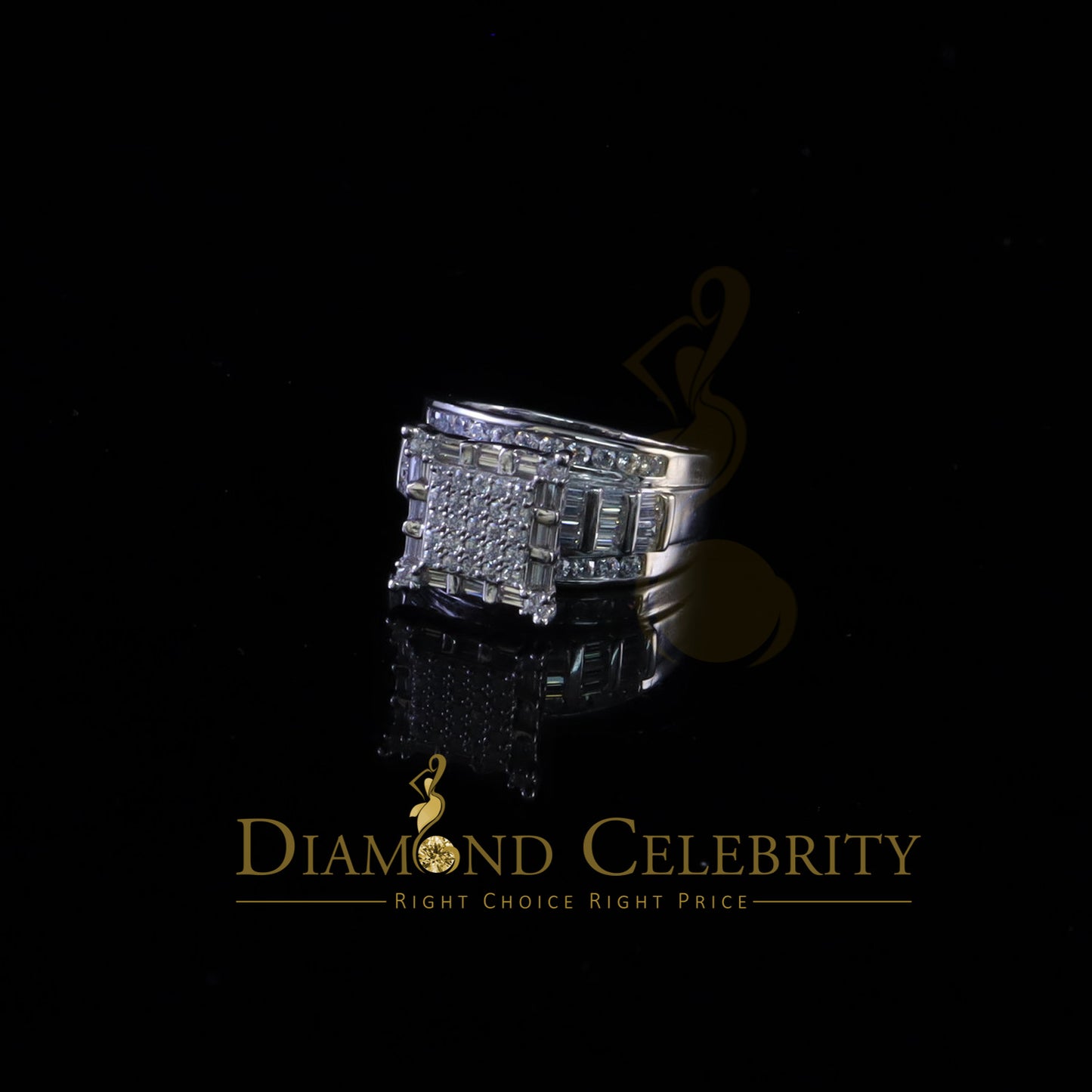 DiamondCelebritees 925 White Square 2.34 ct Cubic Zirconia Silver Engagement Womens Ring Size 7