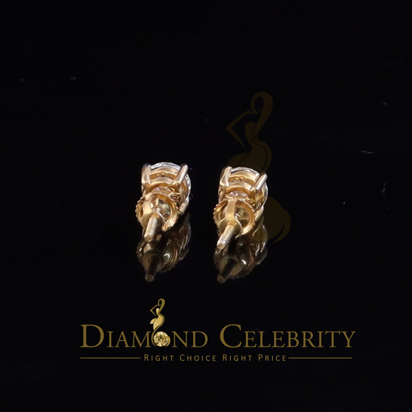 DiamondCelebritees Mens/Women Stud Yellow 925 Silver W/ 1.00ct VVS 'D' Moissanite Stud Earring