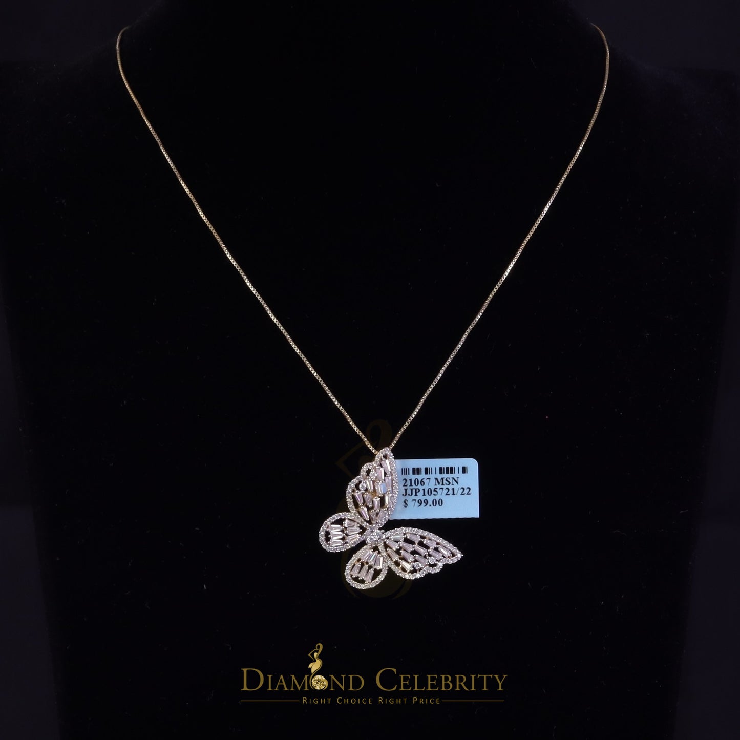 Diamondcelebritees Yellow Men's/Womens 925 Silver1.75ct VVS 'D' Moissanite Butterfly Pendant