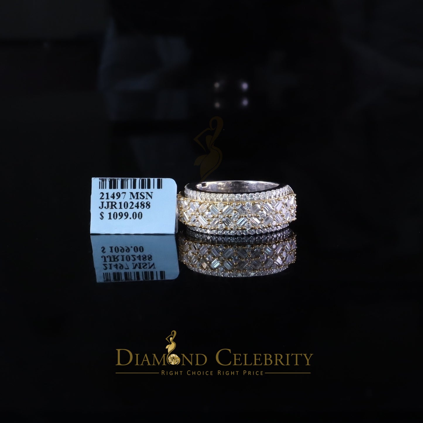DiamondCelebritees White Size 8 Men/ Women925 Silver 2.50ct VVS 'D' Moissanite Baguette Band Ring