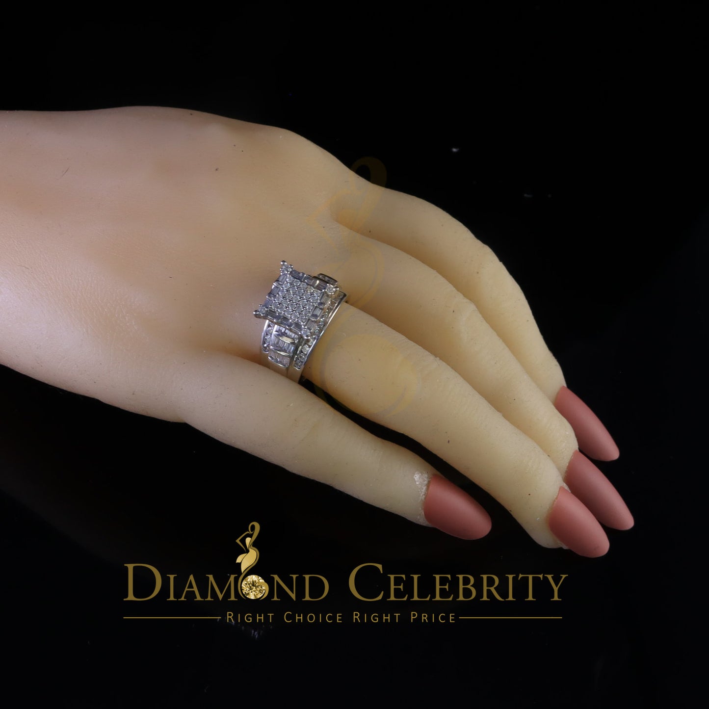 DiamondCelebritees 925 White Square 2.34 ct Cubic Zirconia Silver Engagement Womens Ring Size 7