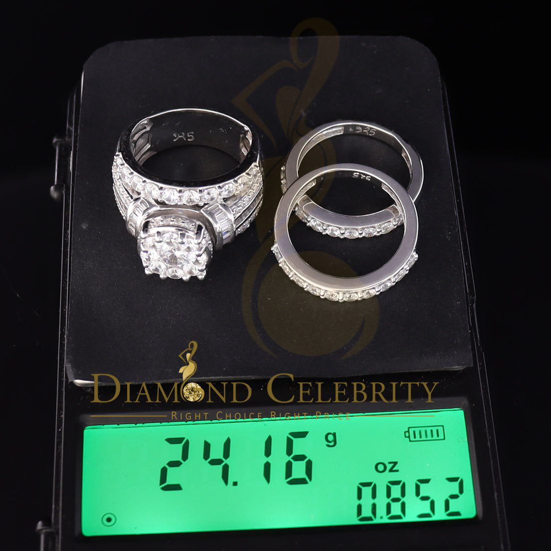 DiamondCelebritees Sterling Silver Round Cubic Zirconia 13.20ct Wedding White Womens Ring SIZE 9