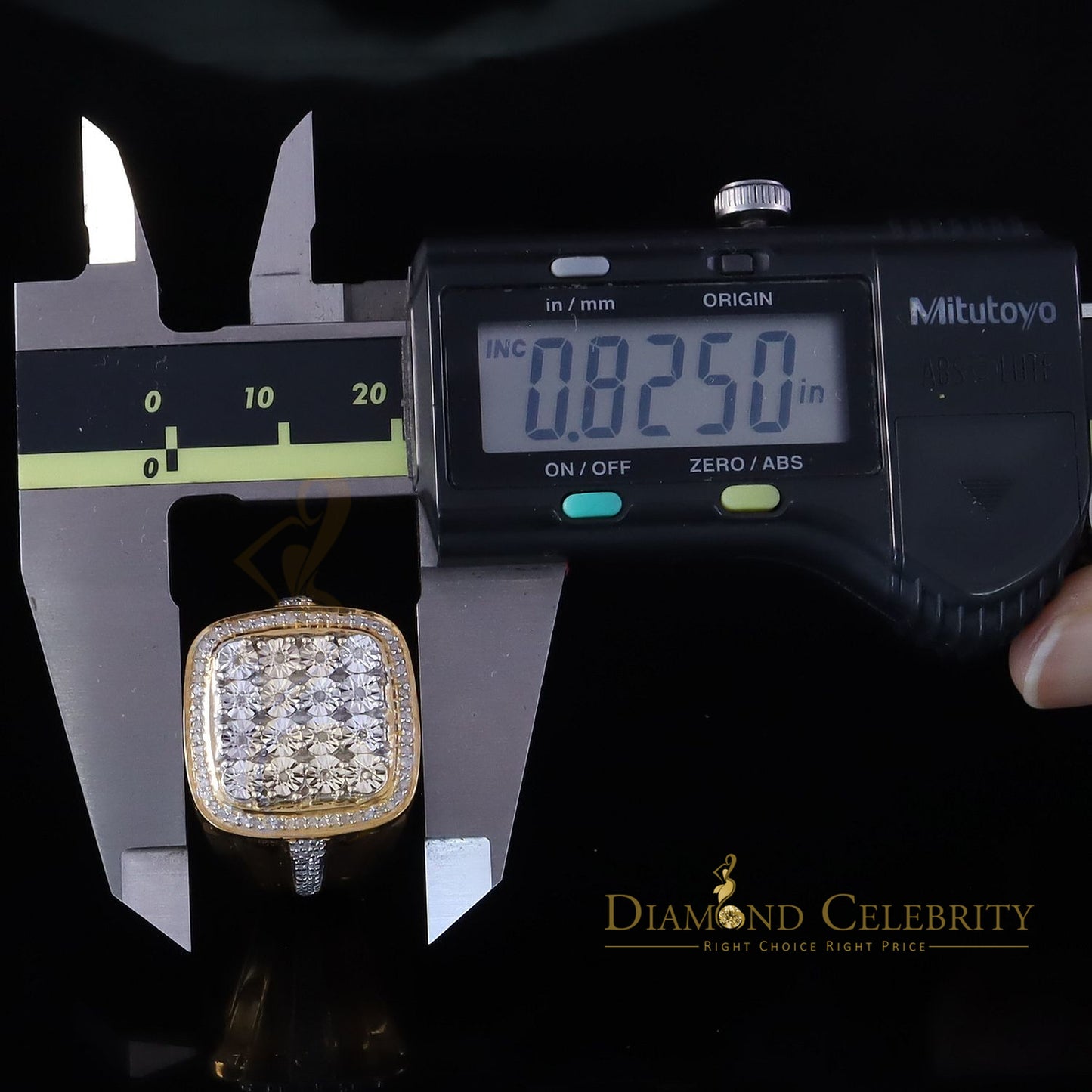 DiamondCelebritees Trendy Big Mirage set Real Diamond 0.50ct Yellow Silver Square Mens Ring Size 10