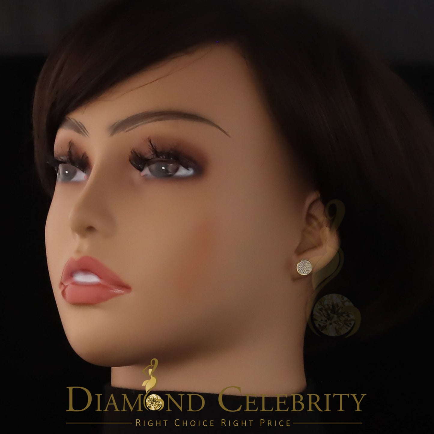 DiamondCelebritees 925 Yellow Silver Hip Hop 0.15ct Diamond For Men's & Women's Round Stud Earrings