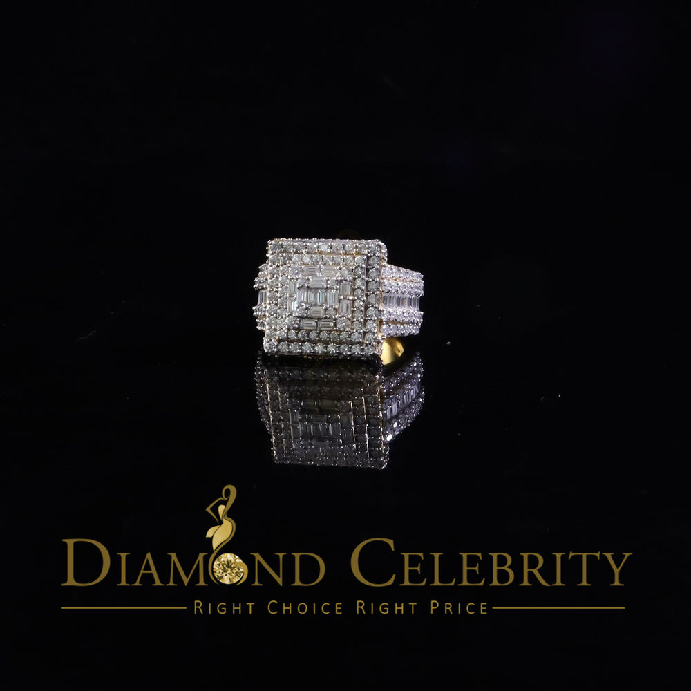 DiamondCelebritees 925 Yellow Silver 5.00ct VVS 'D' Moissanite Stone Men's for Square Rings Size 10