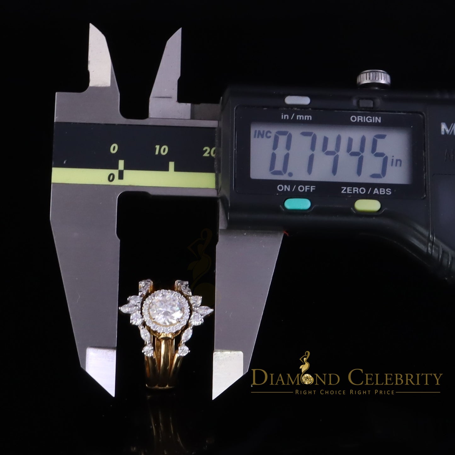 DiamondCelebritees 1.66ct Moissanite Solitaire Enhancer 925 Silver Yellow Guard WrapInsert Ring Sz7
