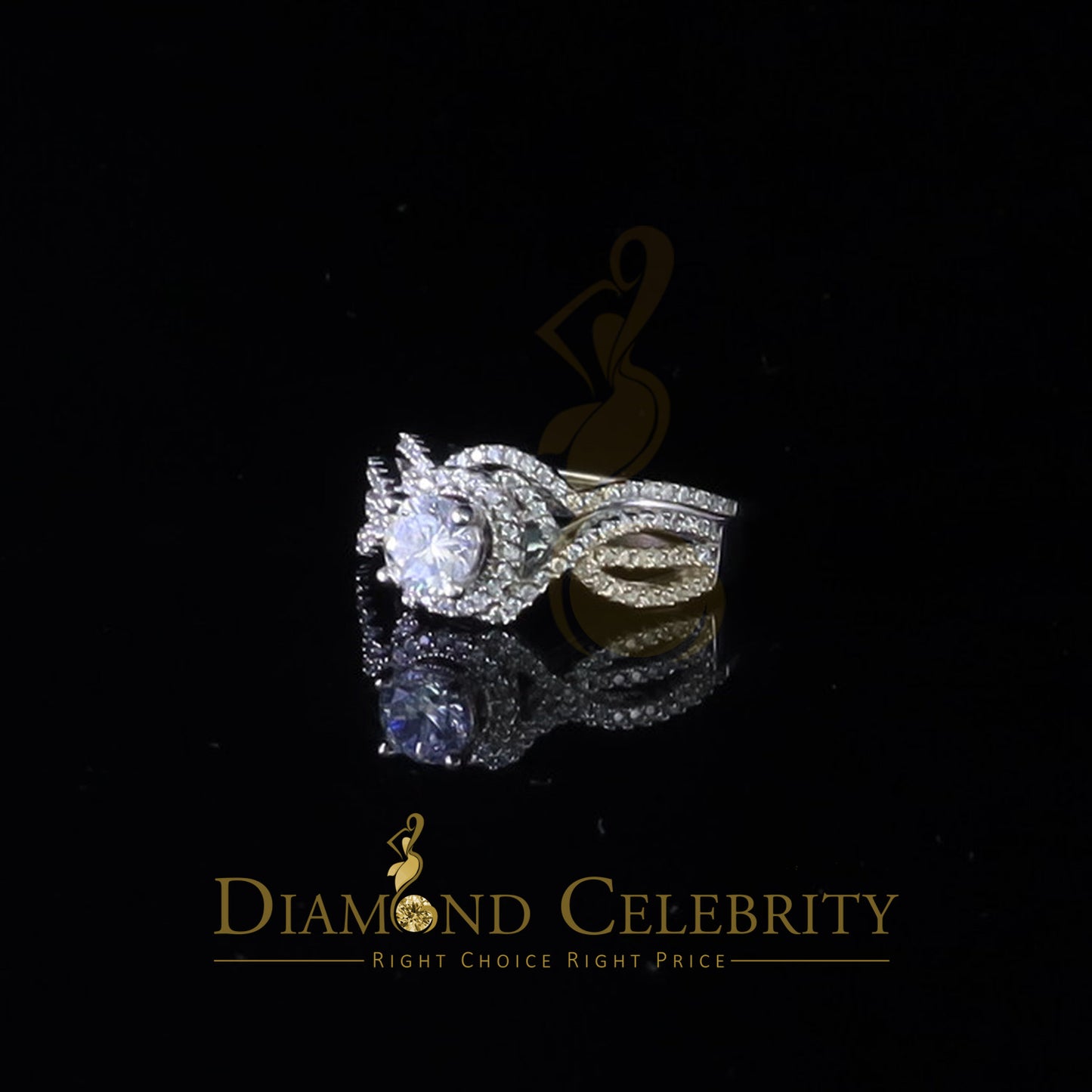 DiamondCelebritees 1.20ct Cubic Zirconia White 925 Silver Men's/ Women 2PC Bridal Rings Size 7
