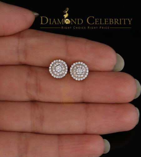 DiamondCelebritees Yellow Sterling Silver 0.78ct Cubic Zirconia Ladies 925 Hip Hop Round Earrings