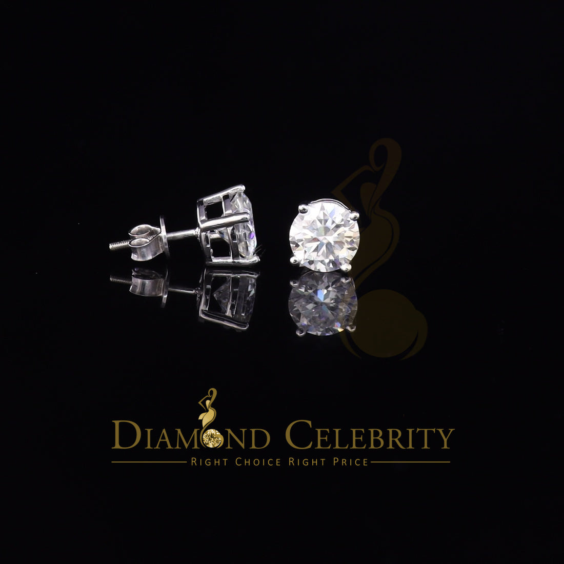 Diamondcelebritees Mens/Womens stud 925 silver White 4.50ct VVS 'D' Moissanite Stud Stud Earrings