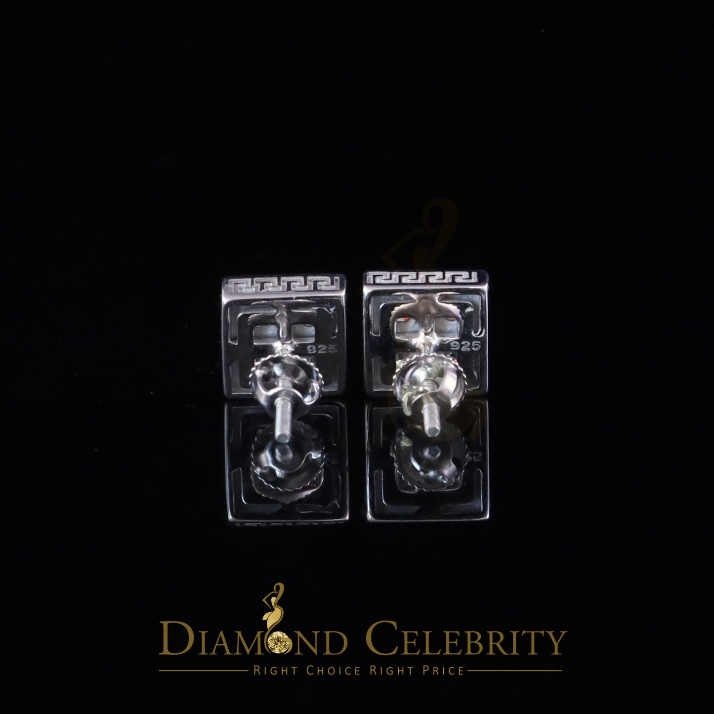 Diamondcelebritees 925 White Square Silver 1.00ct VVS 'D' Moissanite Stud Earring Men's/Womens