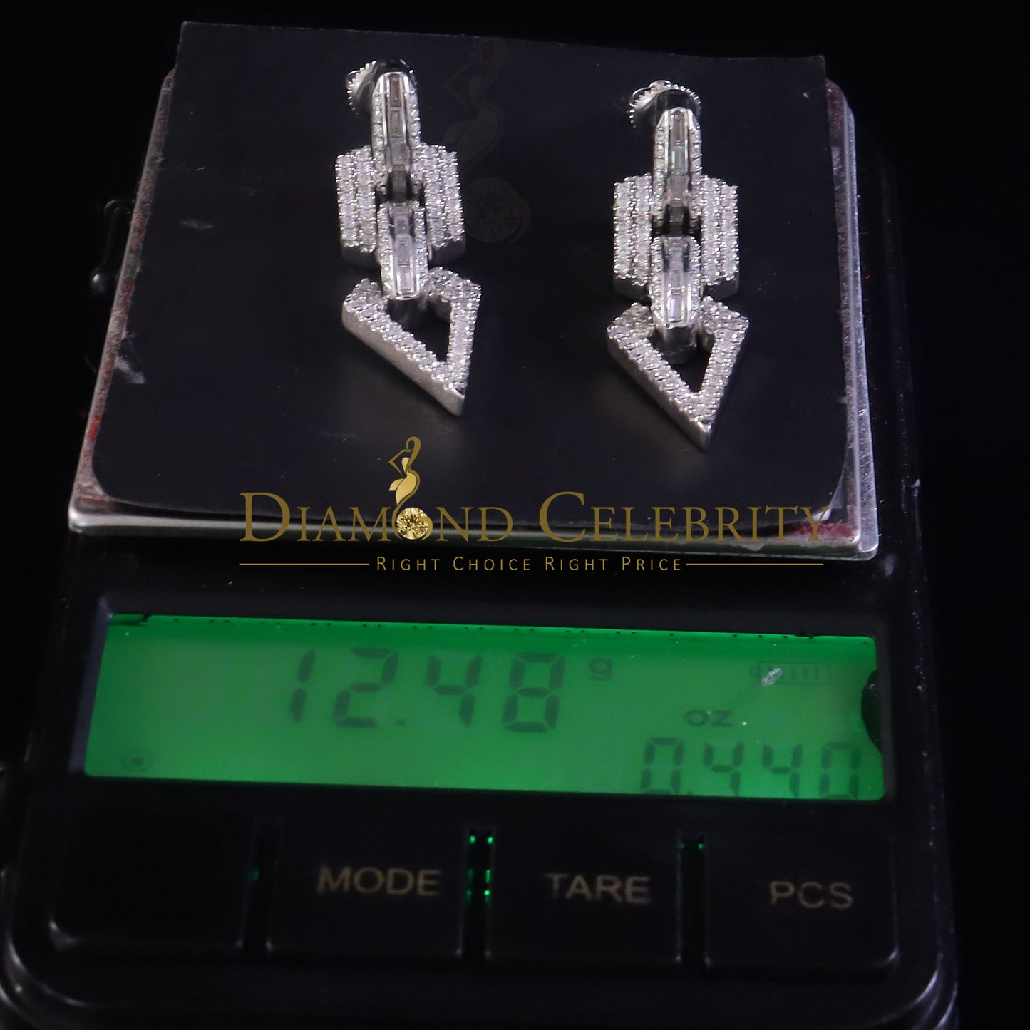 Diamondcelebritess New Dangling 925 Silver White 2.00CT VVS 'D Bugget Rd Moissanite Womens Earrings