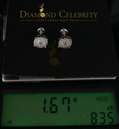 DiamondCelebritees 925 White Sterling Silver 0.86ct Cubic Zirconia Round Women's Hip Hop Earrings