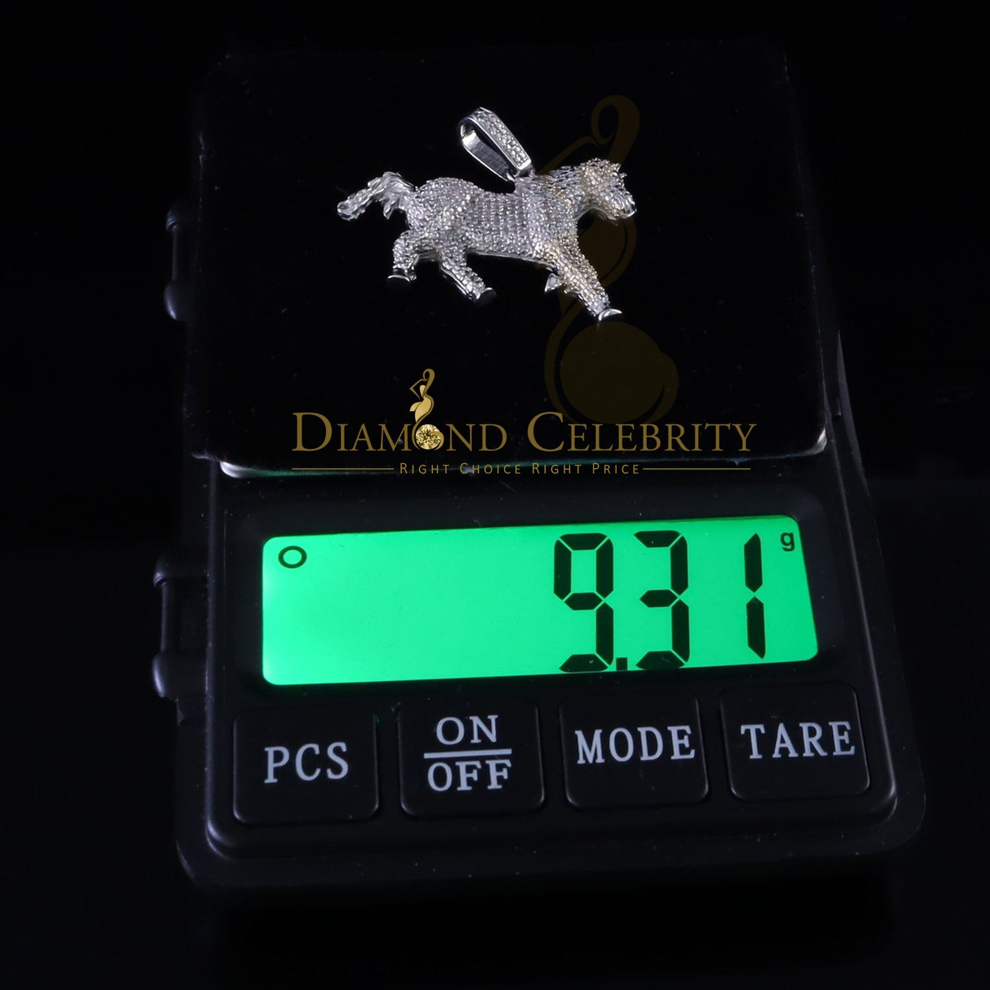 DiamondCelebritees Real 0.33ct Diamond 925 Sterling Silver HORSE White Charm Necklace Pendant