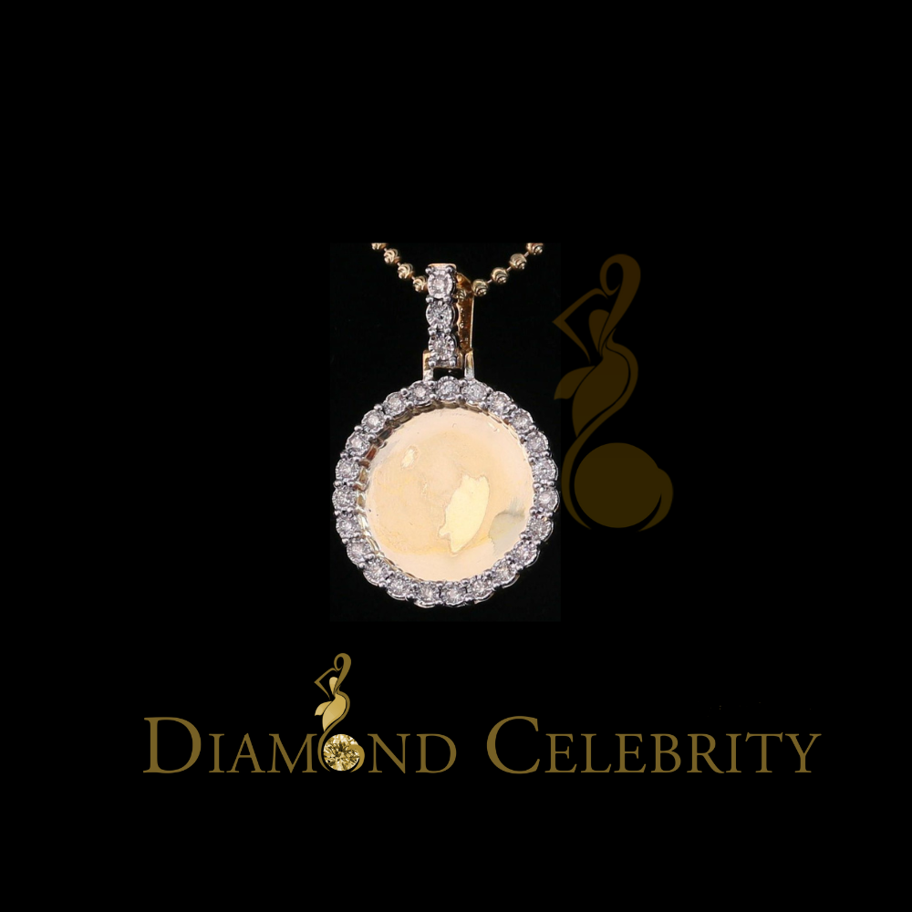 DiamondCelebritees Real 0.50ct Diamond Sterling Silver 1" PICTURE Charm FAshion Yellow Pendant