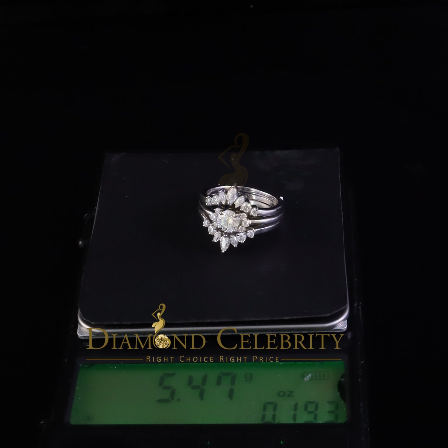 DiamondCelebritees Women 925 Silver White 1.25ct VVS D Solitaire Moissanite Bridal Insert Ring SZ 7