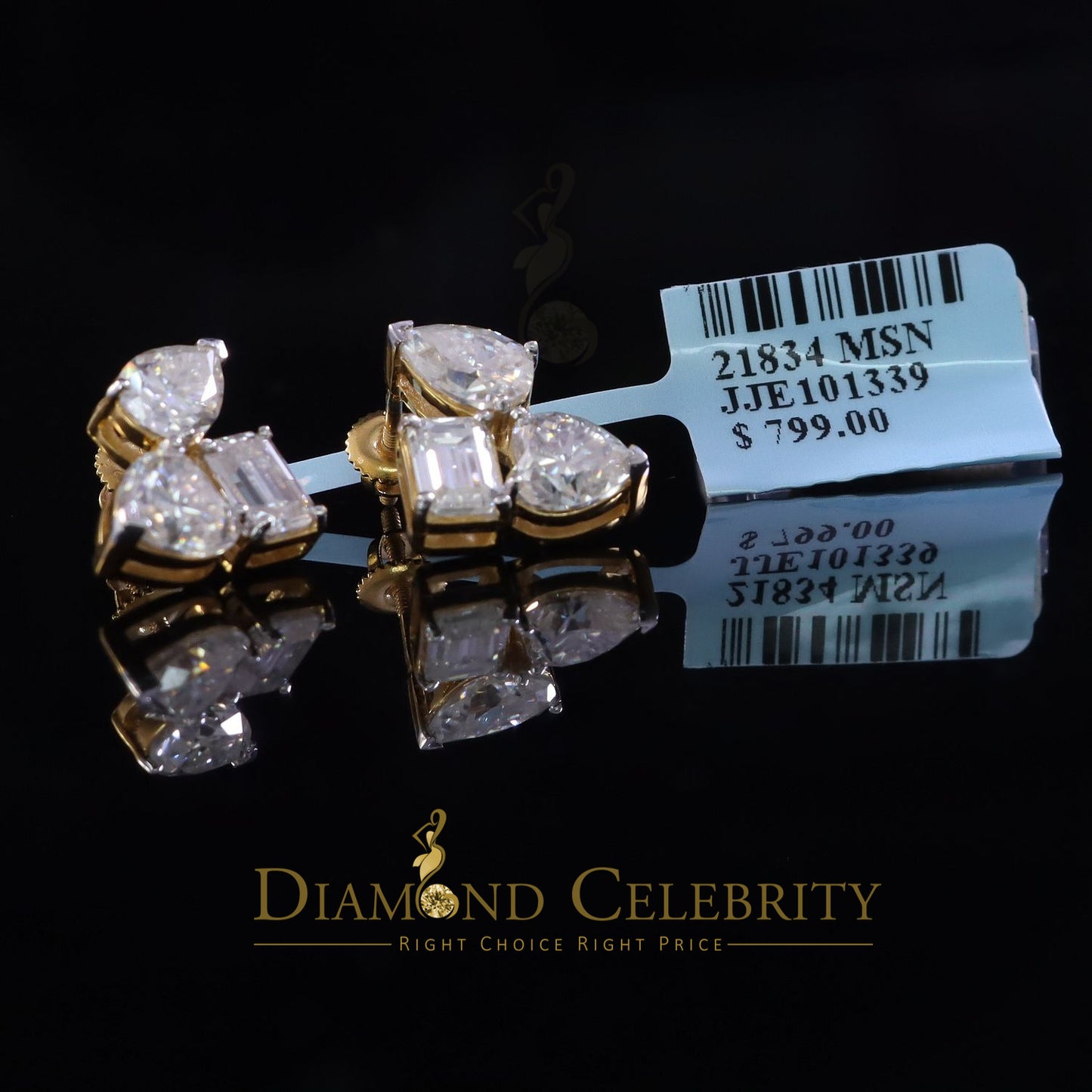 DiamondCelebritees New Classy 5.00CT VVS 'D' Moissanite 925 Silver Yellow Toi et Moi Women Earrings