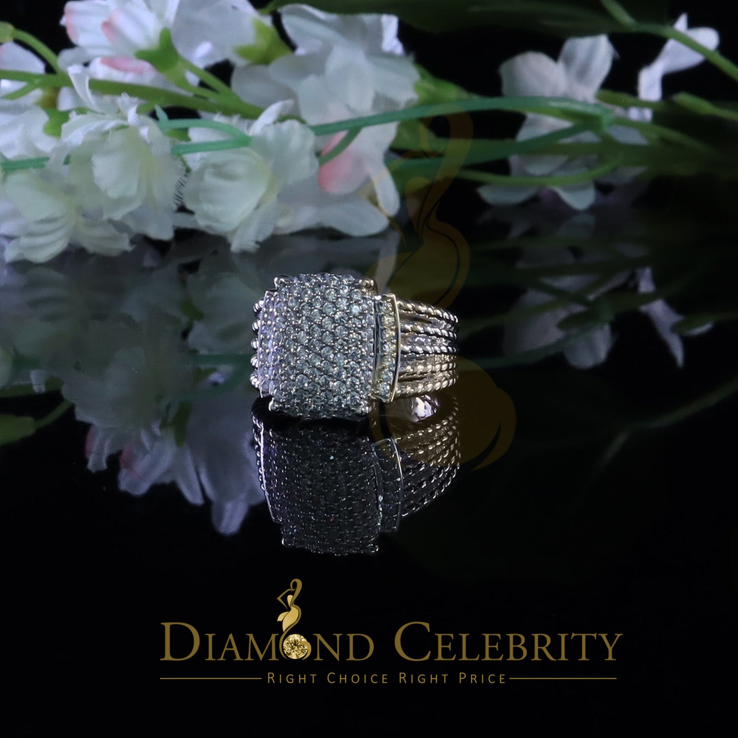 DiamondCelebritees Silver Sterling White 1.95ct Cubic Zirconia Adjustable Men Ring From SZ 8 to 10