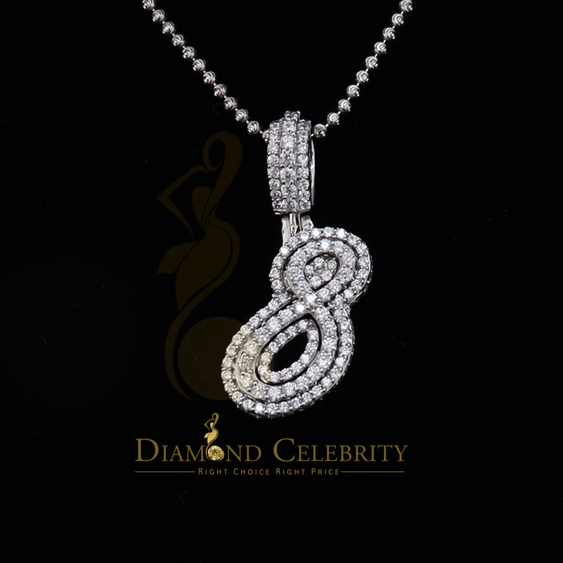DiamondCelebritees Promise Numeric Number '1' Sterling Silver Pendant White Cubic Zirconia Stone
