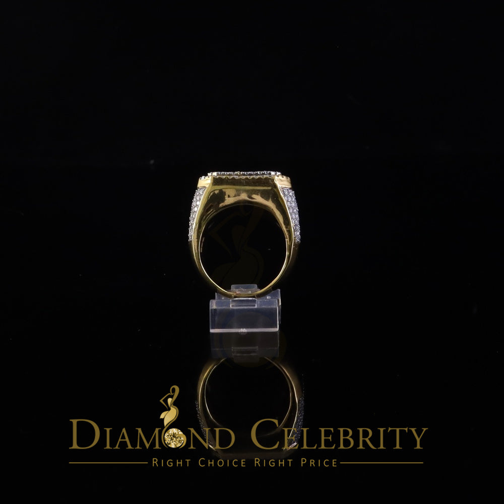 DiamondCelebritees Men's 925 Sterling Silver 6.50ct VVS 'D' Moissanite Square Yellow Rings SZ 10