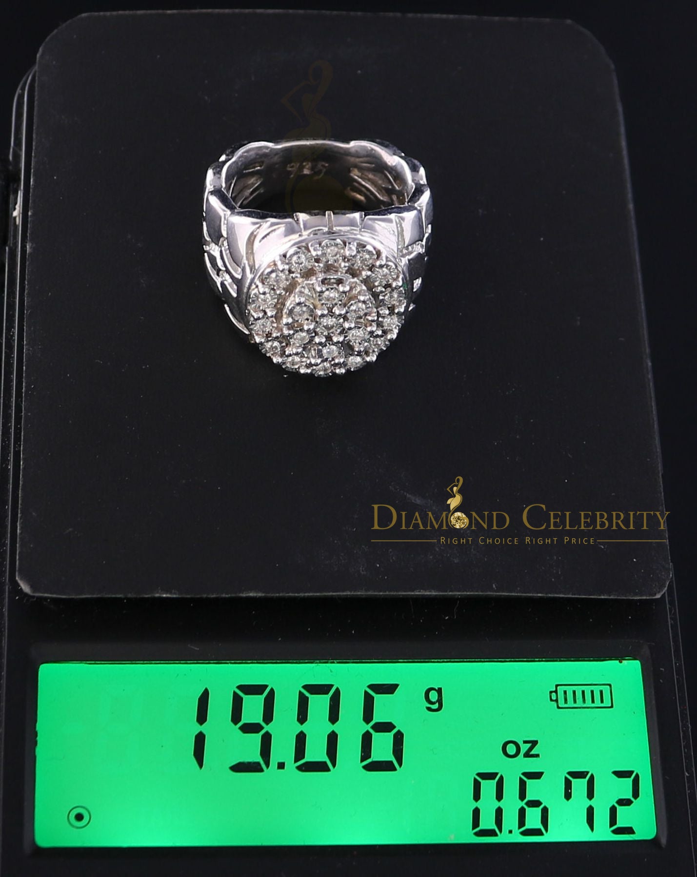 DiamondCelebritees 0.30CT Real Diamond Men's 925 Sterling Silver White Ring Size 8 Antique Design