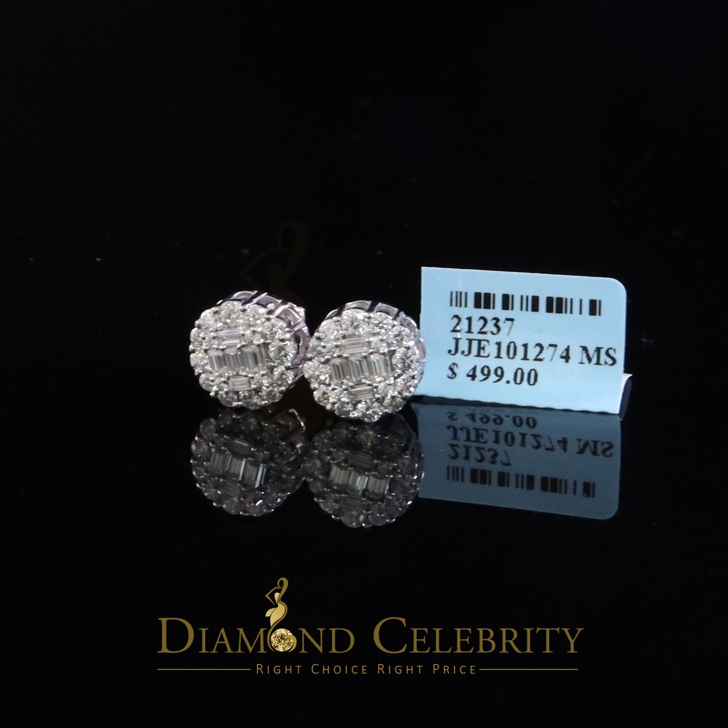 Diamondcelebritees White Men's/Womens 925 Silver 1.50ct VVS 'D' Moissanite Round Stud Earrings