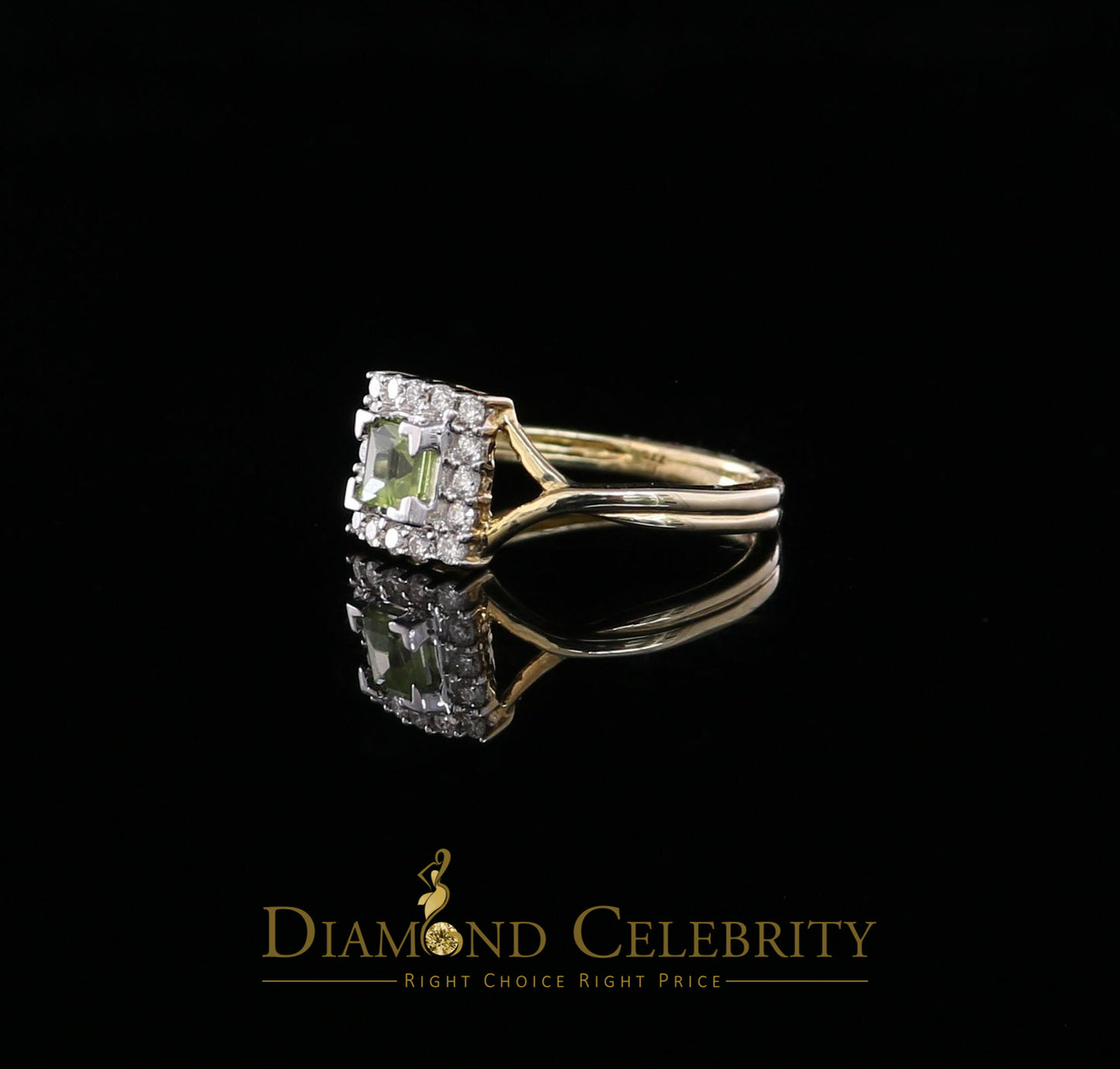 DiamondCelebritees Real 14 kt Yellow Gold 0.25 CT Real Diamond SQUARE Shape Womens Ring Size 6.5