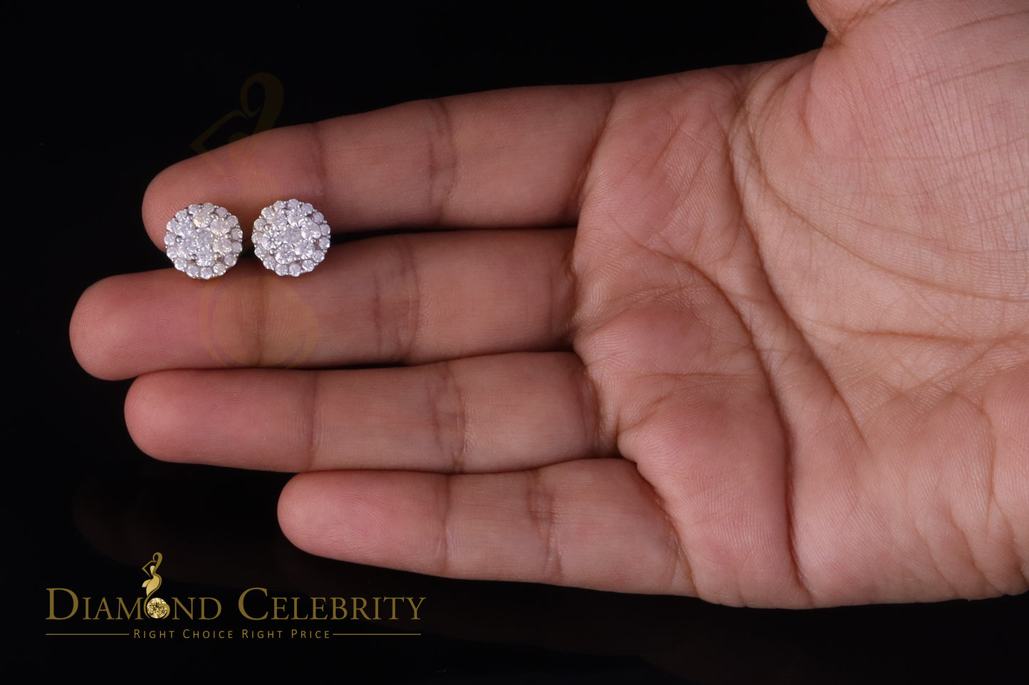 DiamondCelebritees Men's/Womens 925 Silver Yellow 1.66ct VVS 'D' Moissanite Round Stud Earrings