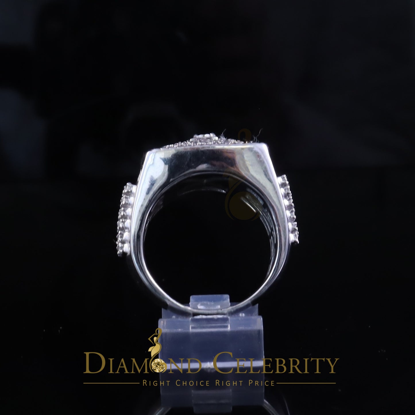 DiamondCelebritees Real 0.81ct Micro Pave Diamond Big Look 925 White Silver Ring Size 11 for Mens