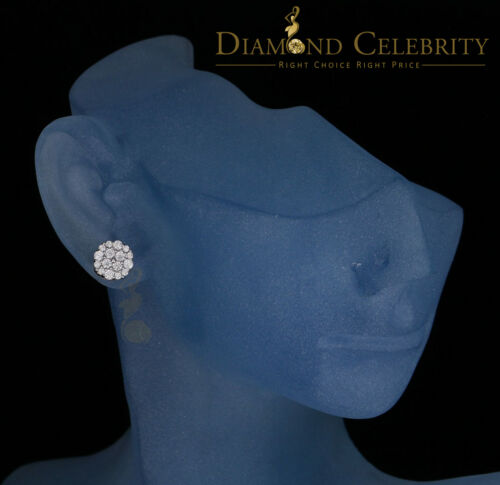 DiamondCelebritees 925 Yellow Silver Aretes Para Hombre 0.87ct Cubic Zirconia Round Women's Earring