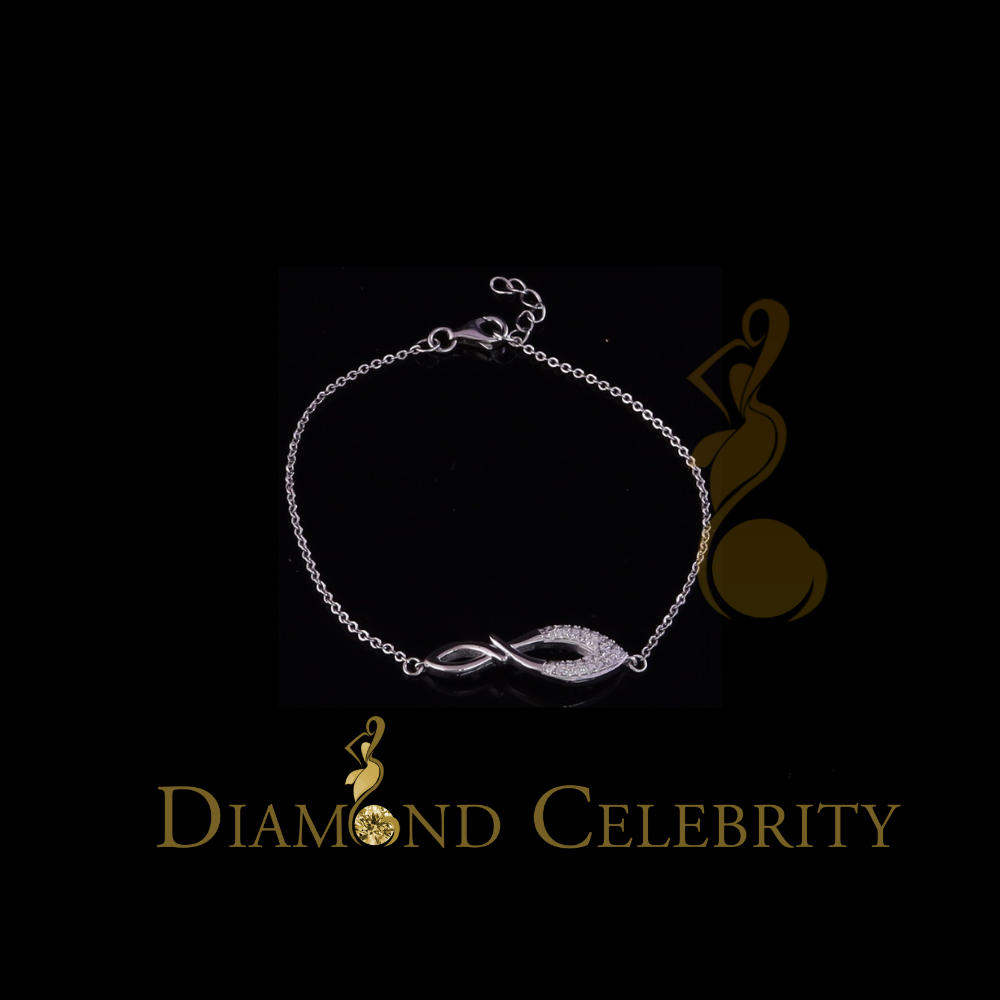 Diamondcelebritees White Sterling Silver Fashion Design Ladies Bracelet Cubic Zirconia Size 7 Inch