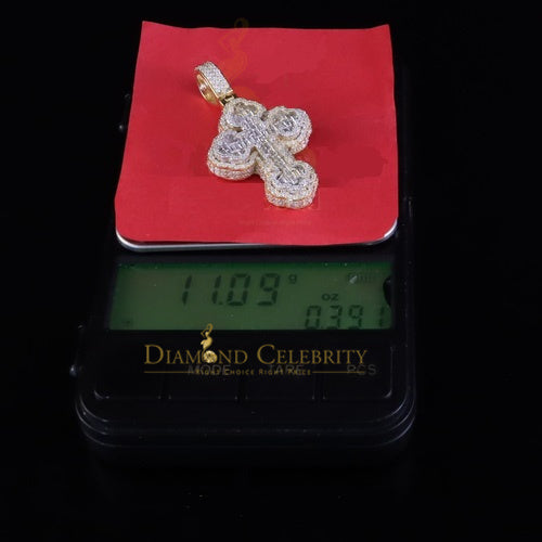 Diamondcelebritees New Yellow Buttony Cross 925 Silver 4.50ct VVS D Moissanite Pendant Men's/Womens