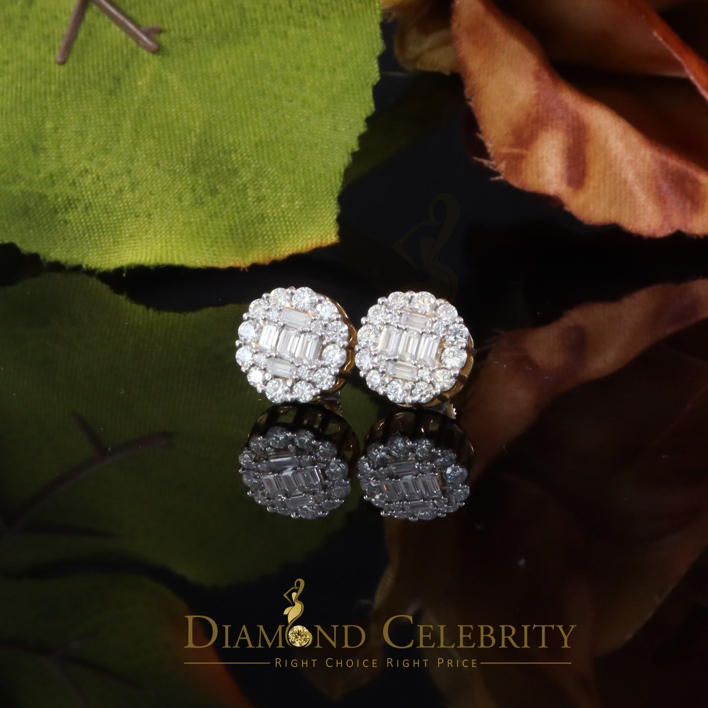 DiamondCelebritees Men's/Womens Sterling Silver Yellow 1.50ct VVS 'D' Moissanite Round Stud Earring