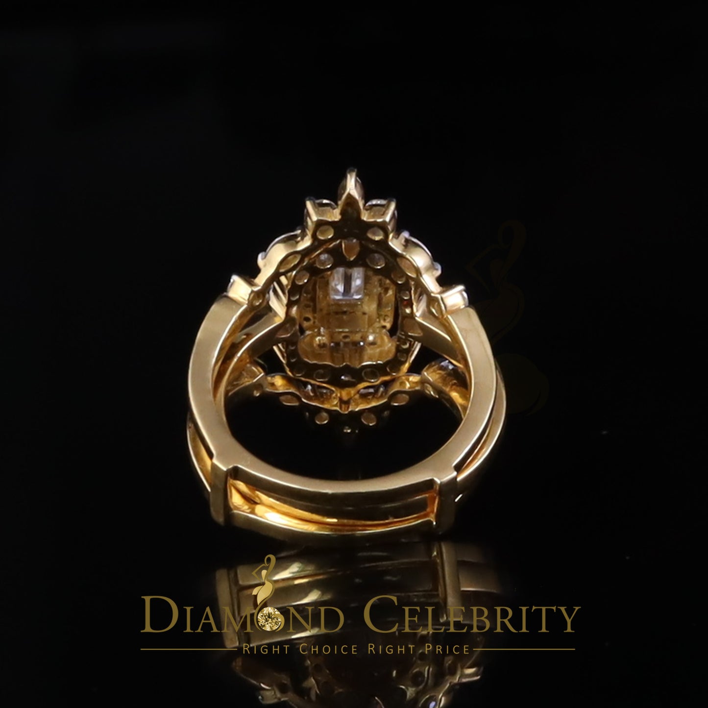 DiamondCelebritees 2.00ct Moissanite Marquise Yellow Radiant Round Cut 925 Silver Women Ring Sz 7