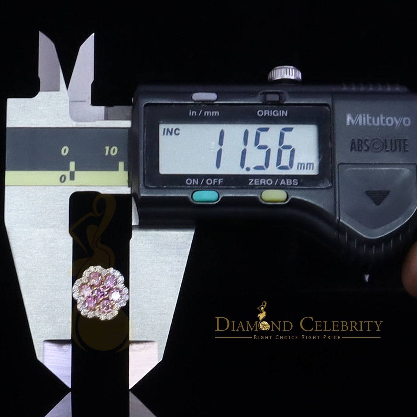 DiamondCelebritees Mens/Women's 925 Silver Yellow 1.50ct VVS D Pink Moissanite Floral Stud Earrings