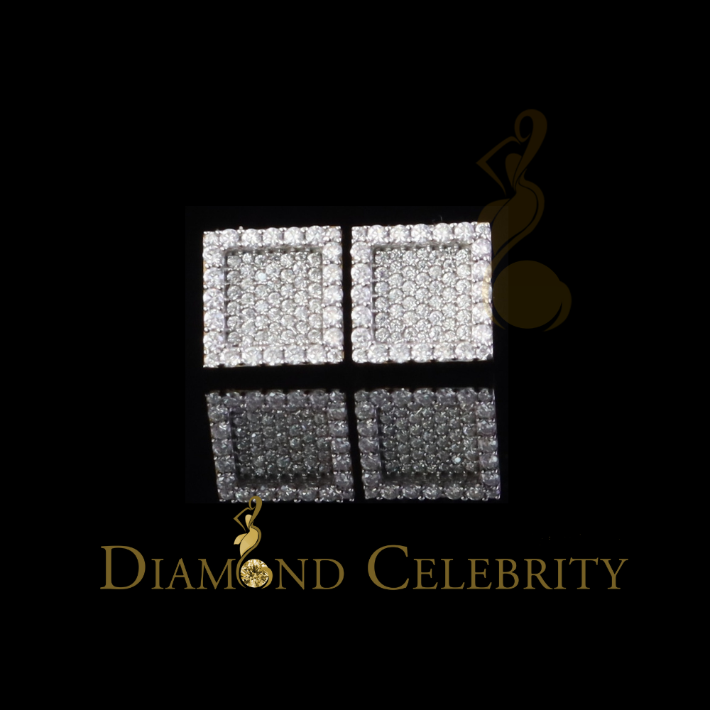 DiamondCelebritees 925 Yellow Silver 1.00ct VVS 'D' Moissanite Square Stud Earring Men's/Womens